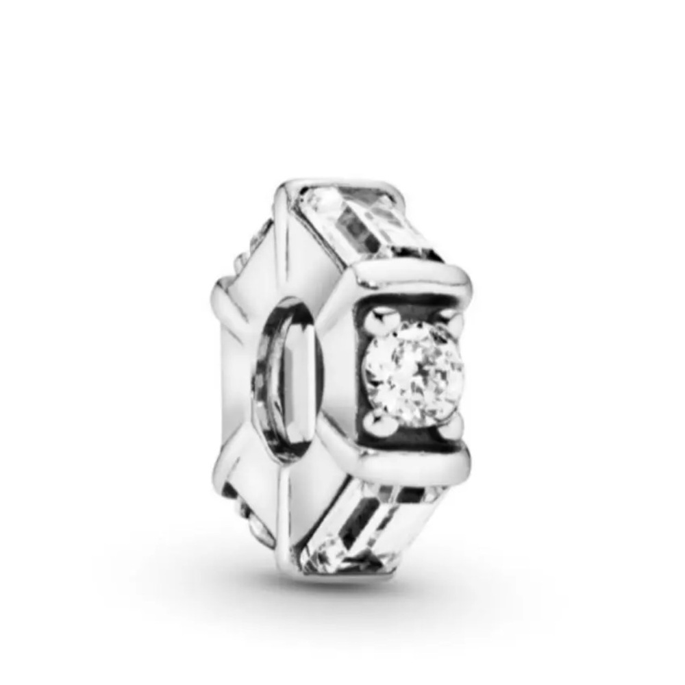 Authentic Pandora Jewelry Clear Ice Cube Spacer Crystal Charm - MINT CONDITION